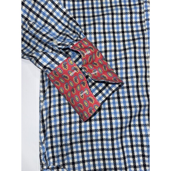 Robert Graham Dress Shirt. Men’s XL Embroidered, Gingham. Flip Cuff Silk Trim - Picture 2 of 8